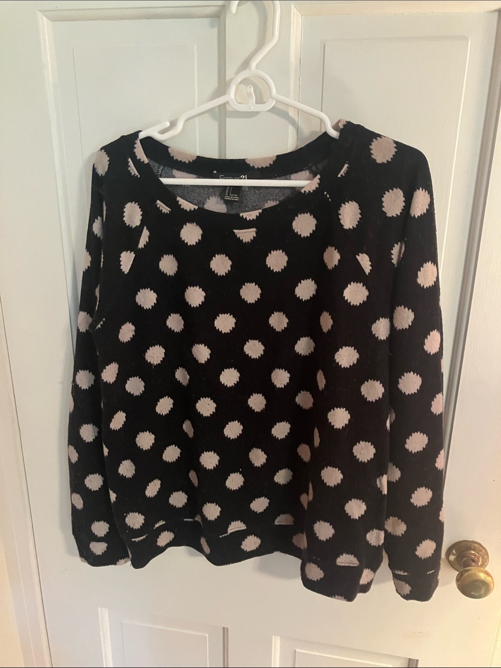 Forever 21 Black Sweater with White Polka Dots